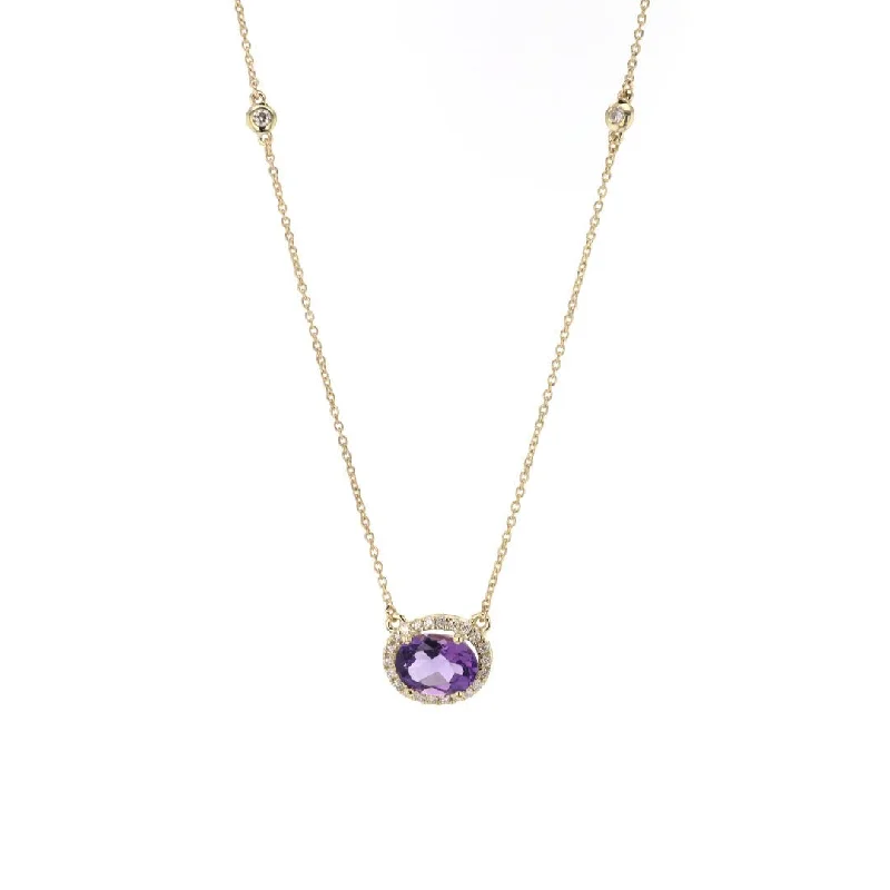 Best necklaces and pendants with floral designs for a feminine and elegant feel-Amethyst & Diamond Necklace