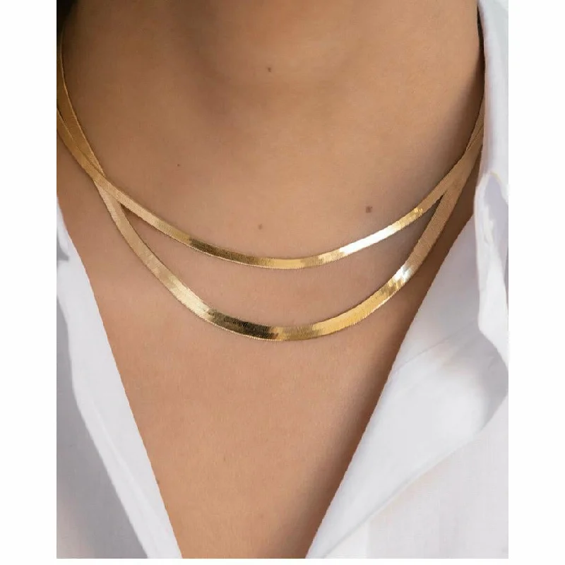 Best necklaces and pendants with seashell designs for a tropical, beachy vibe-Ann Herringbone Gold Snake Necklace