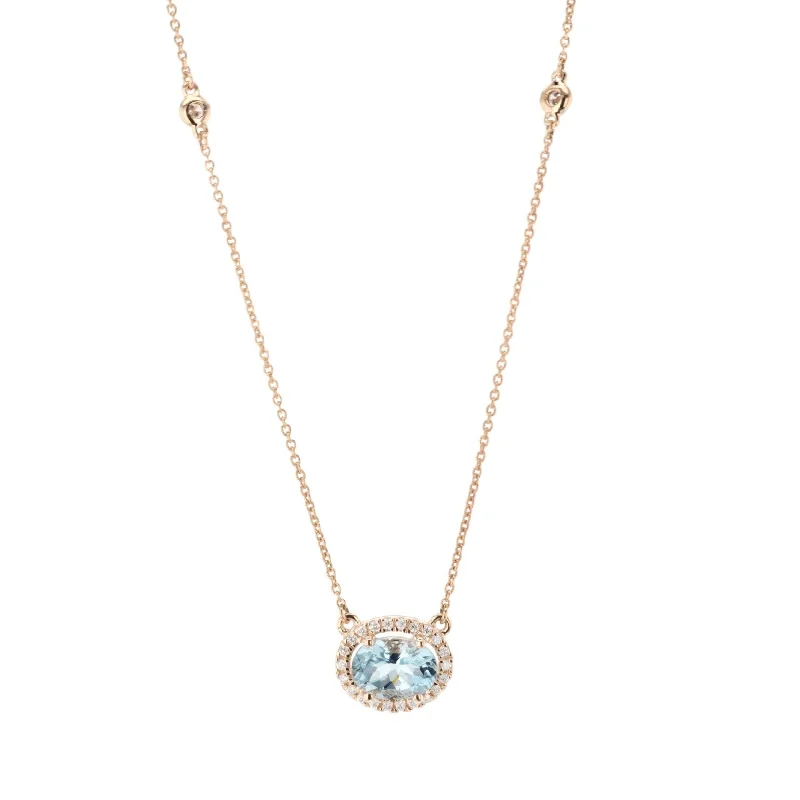 Best necklaces and pendants with matching rings for a coordinated jewelry set-Aquamarine & Diamond Pendant Necklace