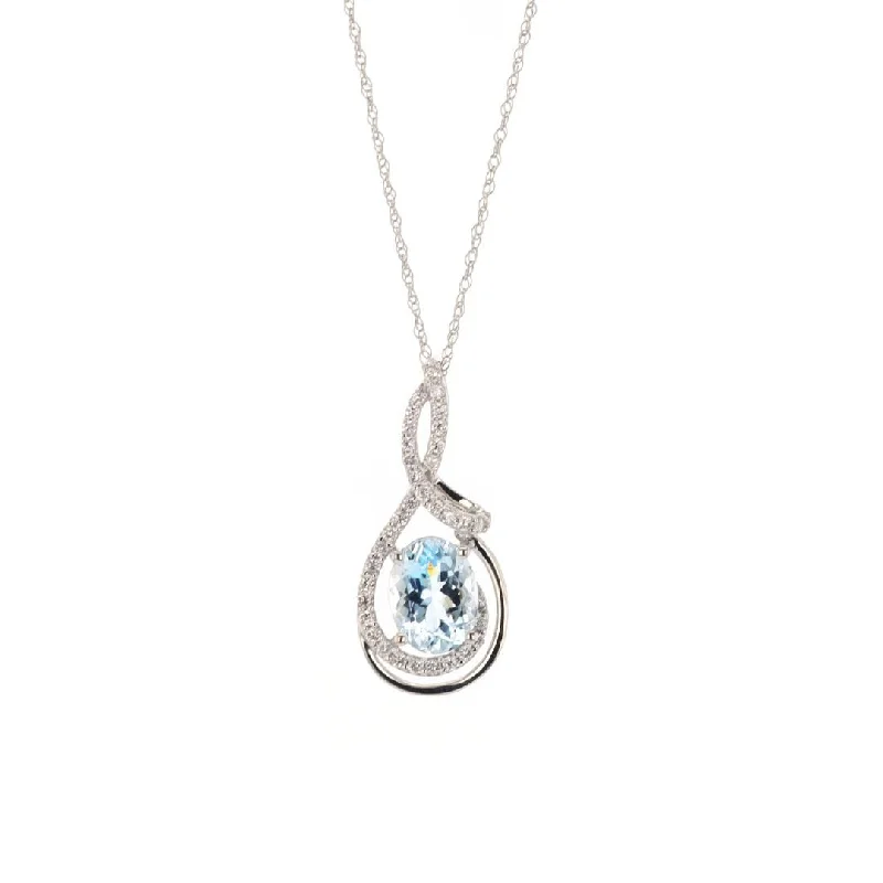 Personalized necklaces and pendants with initials for a customized and meaningful gift-Aquamarine & Diamond Pendant Necklace