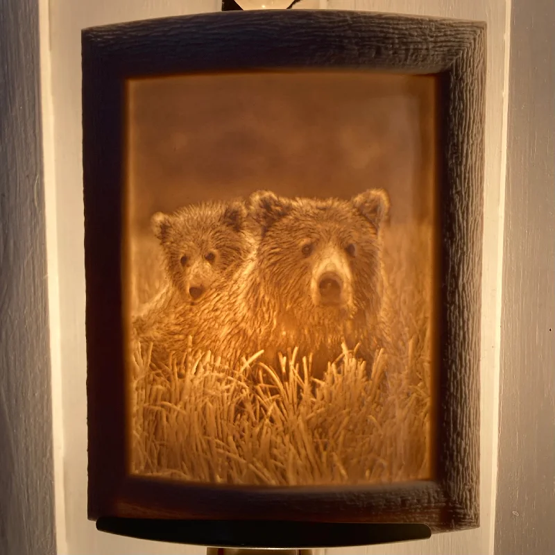 Best necklaces and pendants with cubic zirconia for a budget-friendly dazzling effect-Bear and Bear Cub Porcelain Night Light