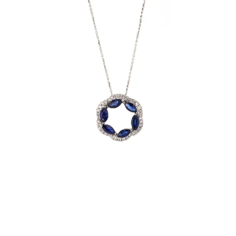 Best necklaces and pendants with personalized coordinates for a special keepsake-Blue Sapphire & Diamond Pendant Necklace | M10278613