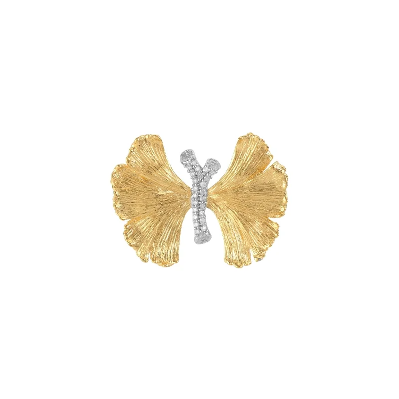 Necklaces and pendants with abstract shapes for a modern, creative appearance-Butterfly Ginkgo 28mm Brooch with Diamonds