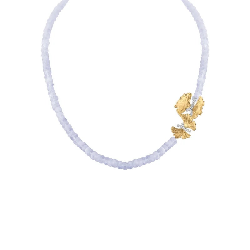 Best necklaces and pendants for everyday wear with minimalist designs-Butterfly Ginkgo Necklace with Chalcedony and Diamonds