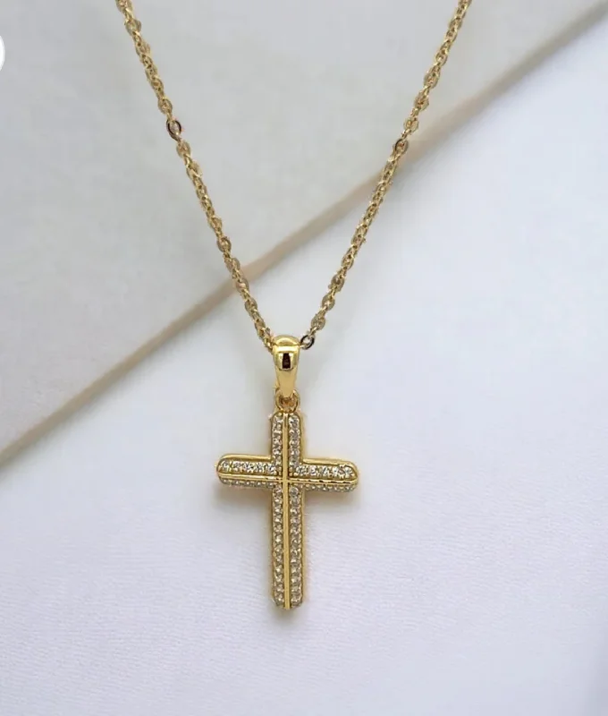 Simple necklaces and pendants with bar pendants for a sleek modern design-Cross Necklace