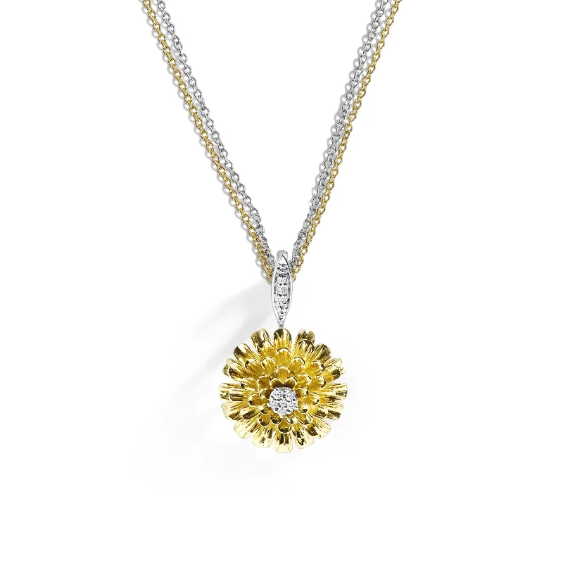 Unique necklaces and pendants with engraved messages for a sentimental gift-Dandelion Flower Pendant Necklace with Diamonds