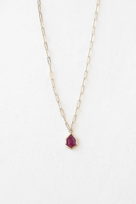 Necklaces and pendants with lock and key designs for a symbolic gesture-El Dorado Sunset Necklace with 0.97ct Ruby