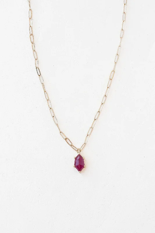 Stunning necklaces and pendants with jade gemstones for a calming green hue-El Dorado Sunset Necklace with 1.03ct Ruby