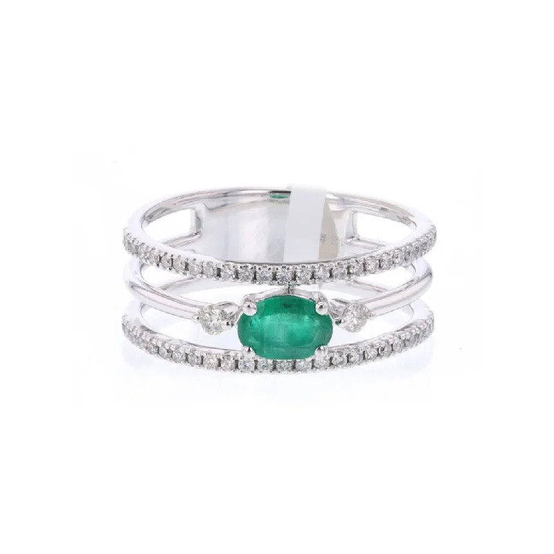 Beautiful necklaces and pendants with moon and star charms for a dreamy effect-Emerald & Diamond 3-Row Band