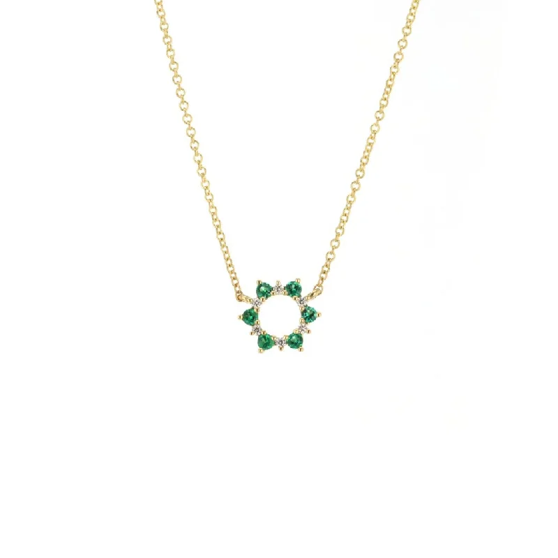 Elegant necklaces and pendants with onyx stones for a sleek, polished look-18" Emerald & Diamond Stationary Pendant Necklace | M10269094