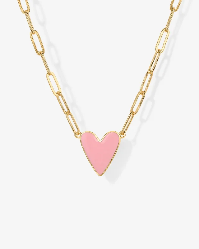 Beautiful necklaces and pendants with geometric shapes for a modern, artistic design-Enamel Heart Pendant Necklace