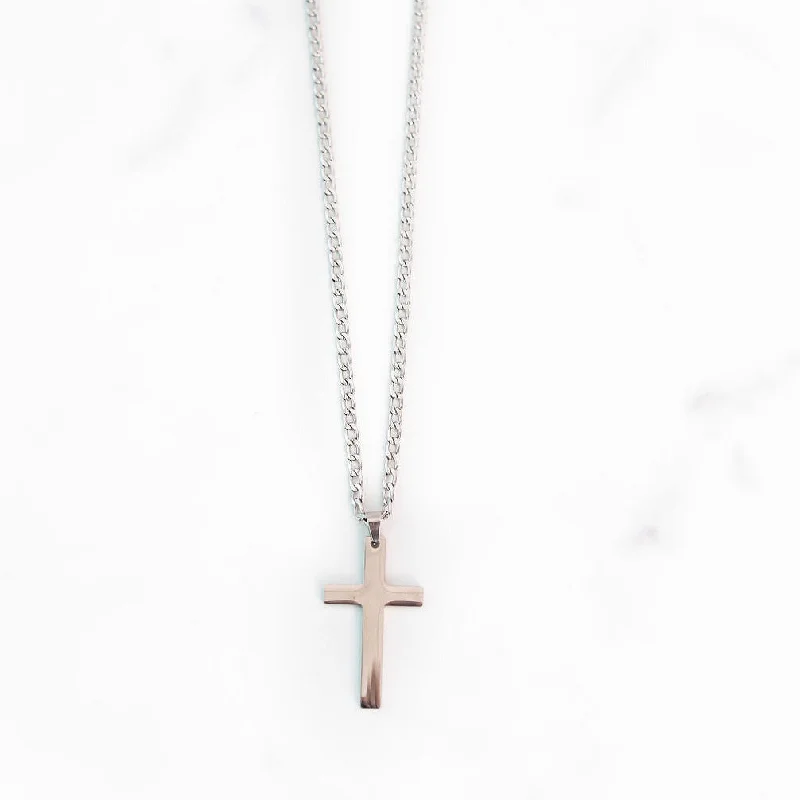 Best necklaces and pendants with cubic zirconia for a budget-friendly dazzling effect-Flat Silver Cross Chain