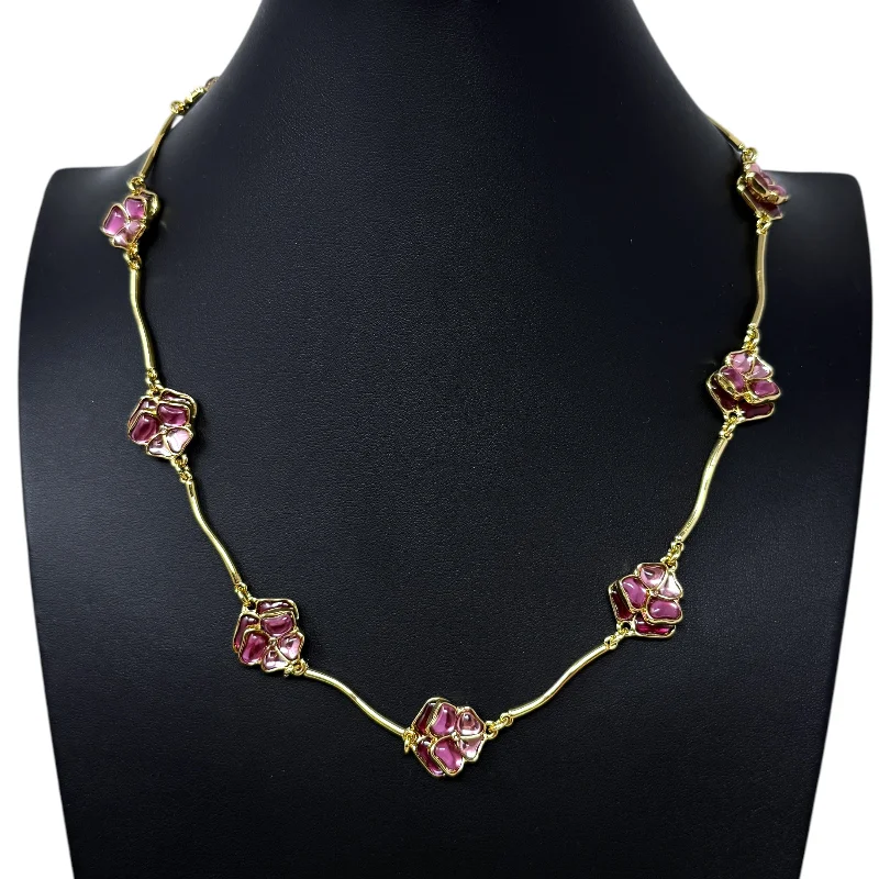 Elegant necklaces and pendants with infinity symbols for timeless designs-Floral Orchid Bloom/Gold Necklace By Talbots