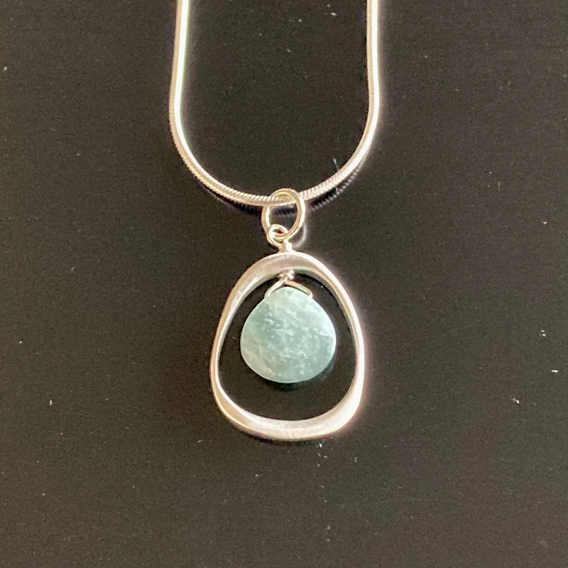 Beautiful necklaces and pendants with natural stones for an earthy, organic vibe-Framed Aquamarine Teardrop Pendant Necklace