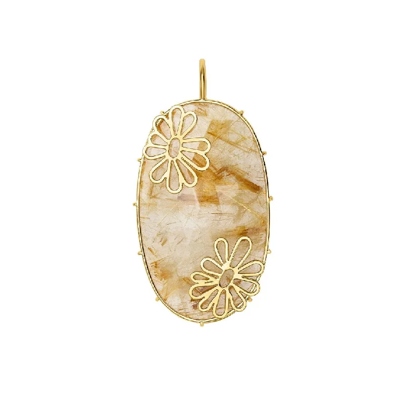 Simple necklaces and pendants with tiny charms for a delicate and casual vibe-Gold Rutilated Quartz Pendant | 10265399