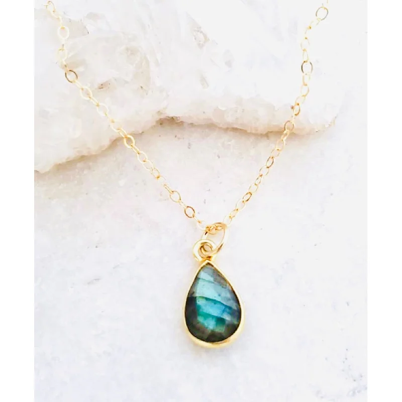 Elegant necklaces and pendants with infinity symbols for timeless designs-Grace Labradorite Drop Bezel Pendant