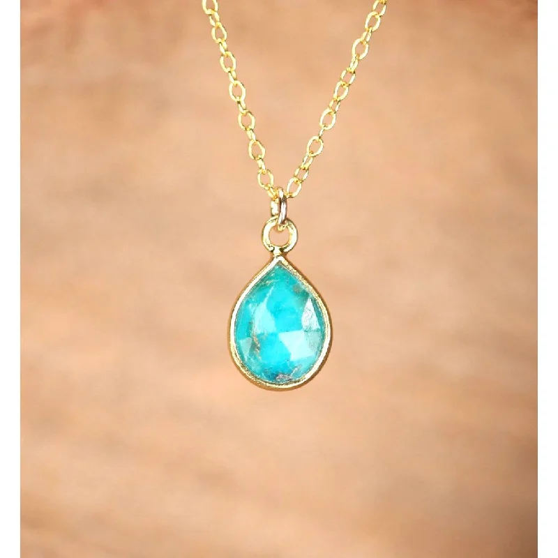 Unique necklaces and pendants with artistic shapes for a creative, one-of-a-kind design-Grace Turquoise Drop Gold Necklace