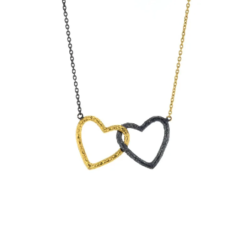 Best necklaces and pendants with infinity hearts for a romantic, eternal symbol-Hammered Interlocking Open Heart Necklace