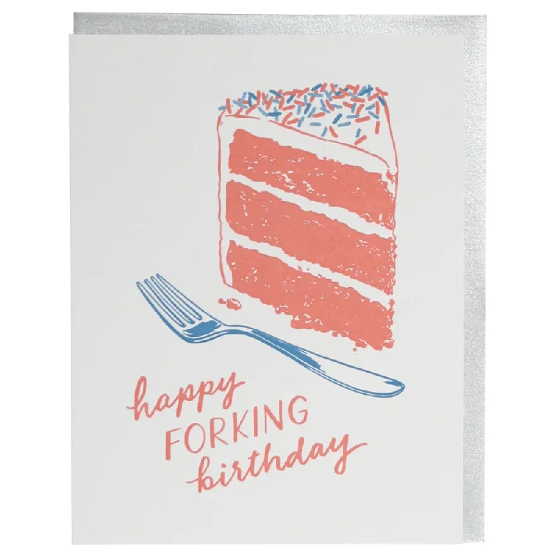 Trendy necklaces and pendants with statement pieces for a bold fashion statement-Happy Forking Birthday Card