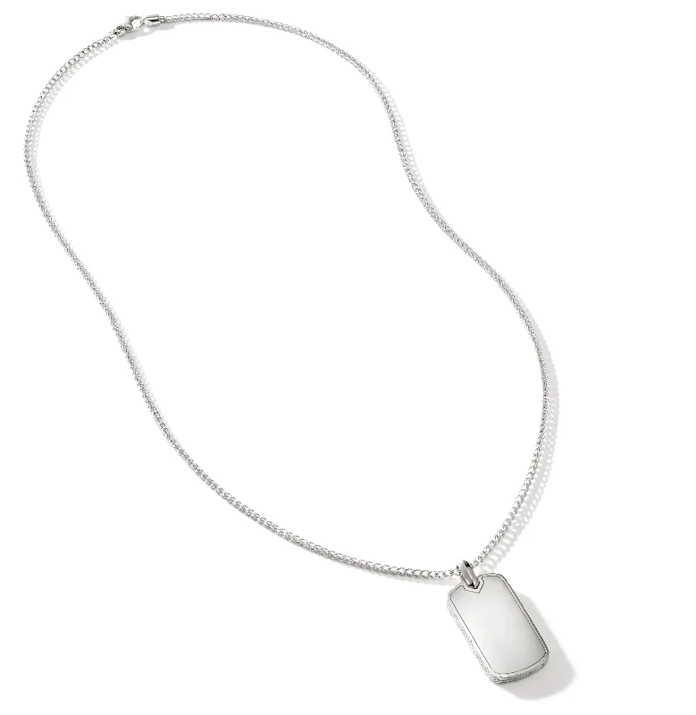 Simple necklaces and pendants with tiny charms for a delicate and casual vibe-John Hardy Surf Silver Dog Tag Chain Necklace