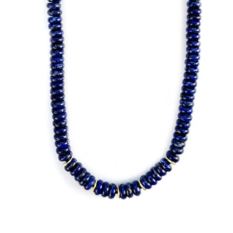 Necklaces and pendants with lotus flower designs for a spiritual, peaceful vibe-Lapis Bead Necklace