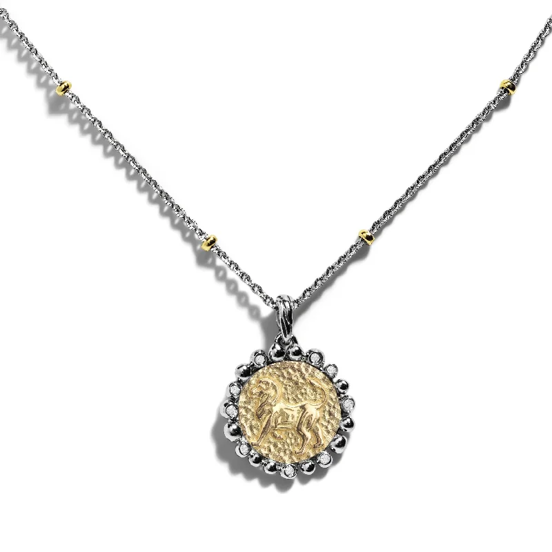 Best necklaces and pendants with emerald gemstones for a rich, sophisticated design-Leo Zodiac Pendant with Diamonds