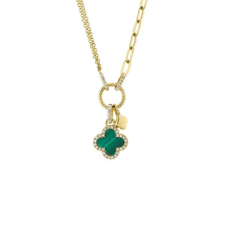 Necklaces and pendants with pearls for a classic and sophisticated touch-18" Malachite and Diamond Stationary Pendant Necklace | 10277897