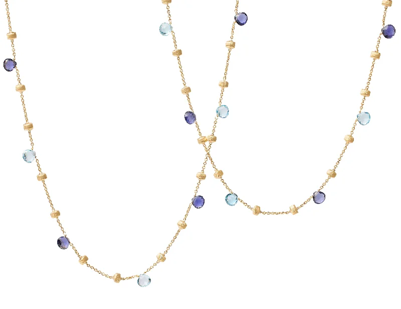 Best necklaces and pendants with rose gold for a warm and romantic appeal-Marco Bicego Paradise Yellow Gold Single Strand Topaz & Iolite Long Necklace