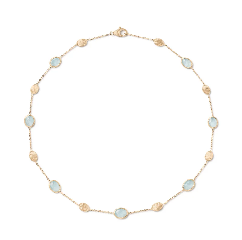 Best necklaces and pendants with emerald gemstones for a rich, sophisticated design-Marco Bicego Siviglia Yellow Gold Aquamarine Station Necklace