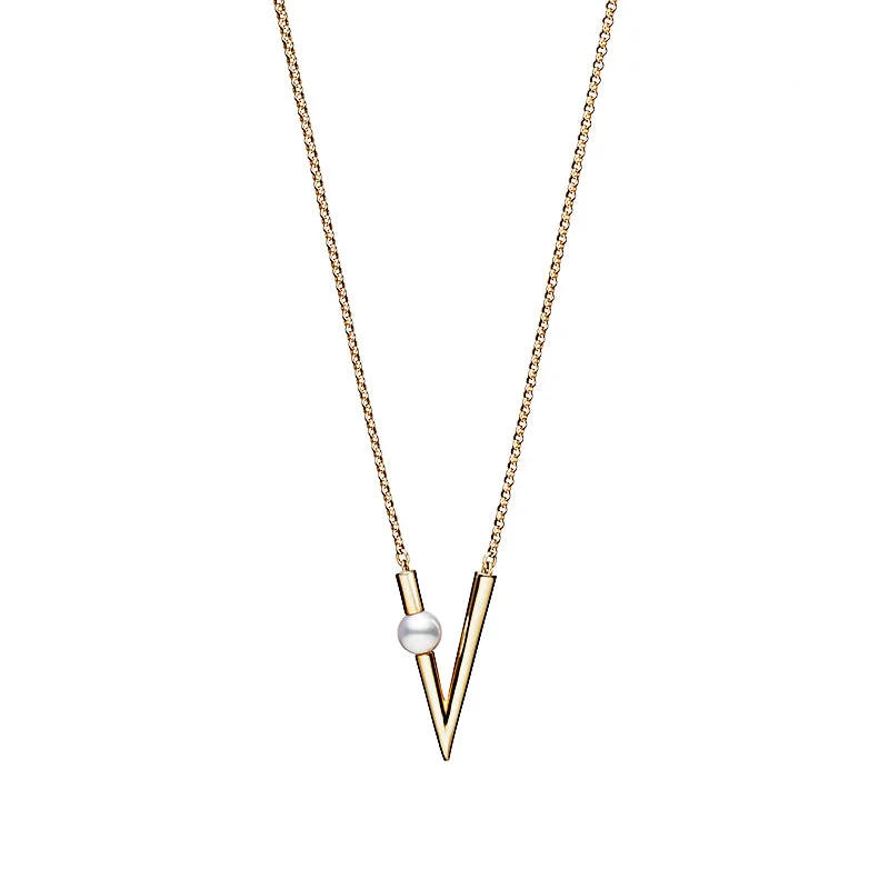 Best necklaces and pendants with black diamonds for an edgy, bold statement-Mikimoto V Code Yellow Gold Akoya Pearl Pendant