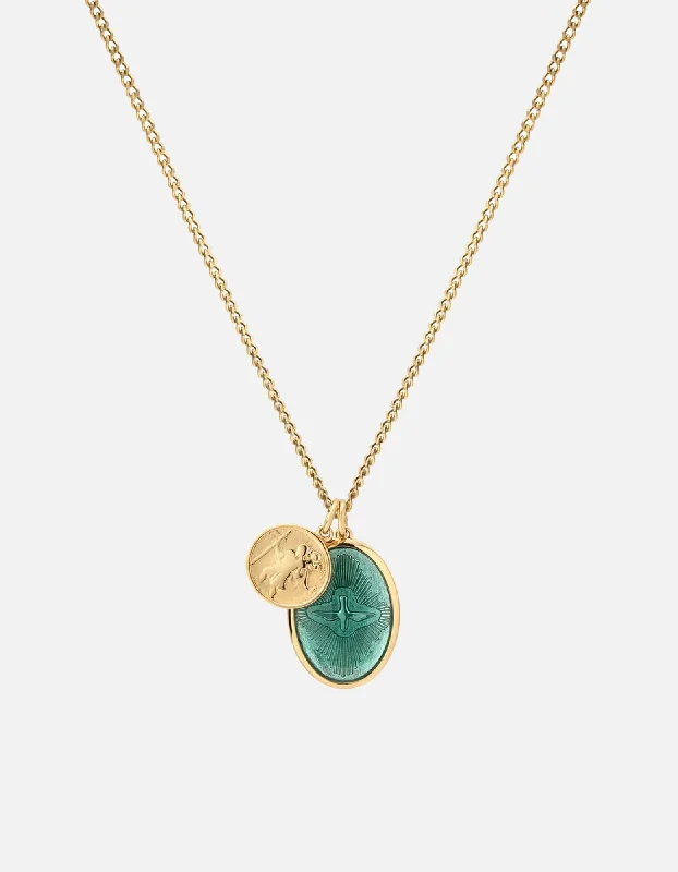 Stunning necklaces and pendants with ruby gemstones for a luxurious red hue-Mini Dove Necklace, Gold/Teal