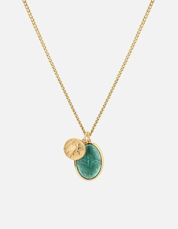 Best necklaces and pendants with butterfly pendants for a delicate, light style-Mini Dove Necklace, 14k Gold/Teal