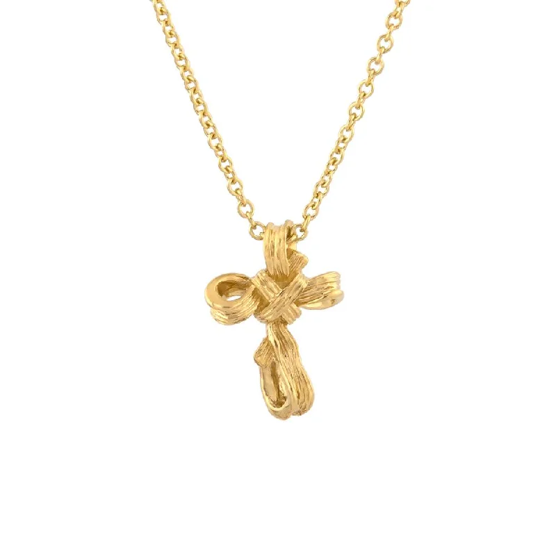 Necklaces and pendants with engraved messages for a deeply personal, sentimental gift-Palm 15mm Cross Pendant in 18K Gold