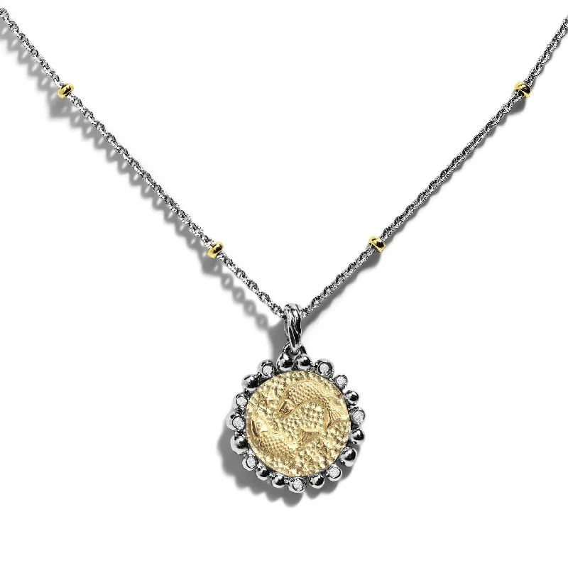 Personalized necklaces and pendants with coordinates for a meaningful location-based gift-Pisces Zodiac Pendant with Diamonds