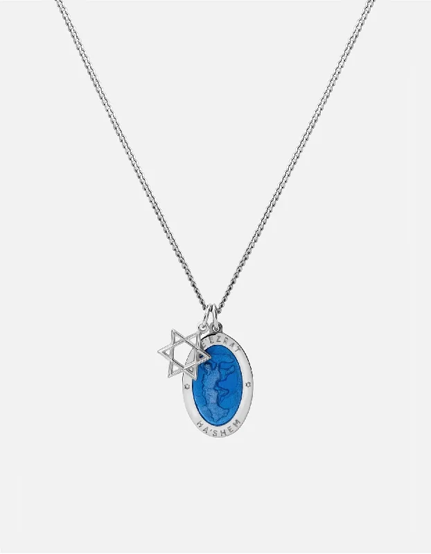 Necklaces and pendants with enamel accents for a colorful, eye-catching appearance-Prophet Necklace, Sterling Silver/Blue