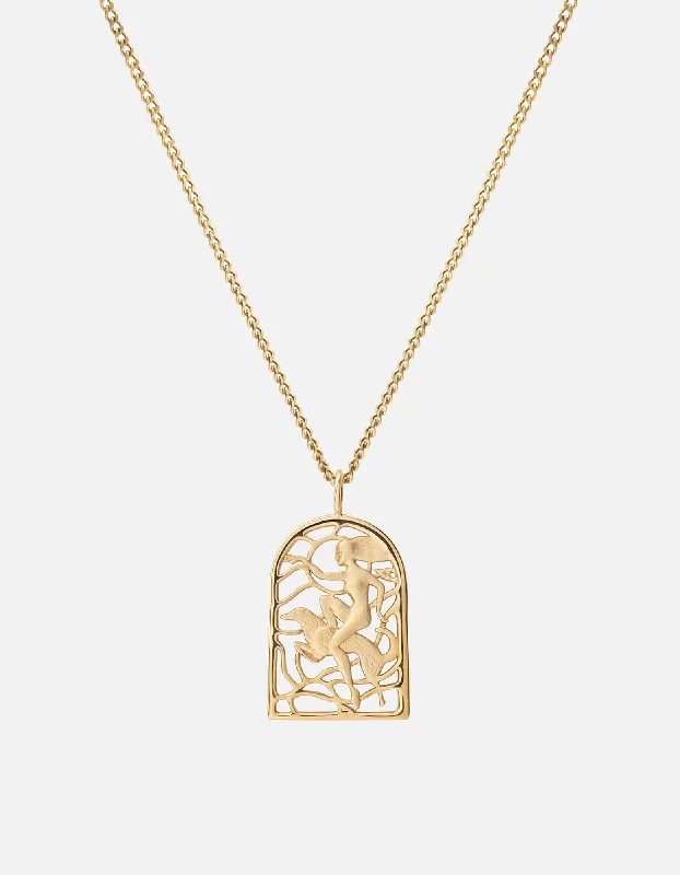 Necklaces and pendants with custom engravings for a personal, meaningful gift-Rider Pendant Necklace, Gold Vermeil