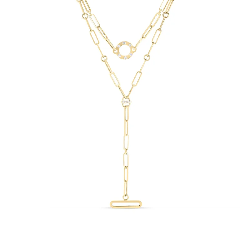 Best necklaces and pendants for everyday wear with minimalist designs-Roberto Coin Designer Gold Layered Drop Necklace with Diamonds