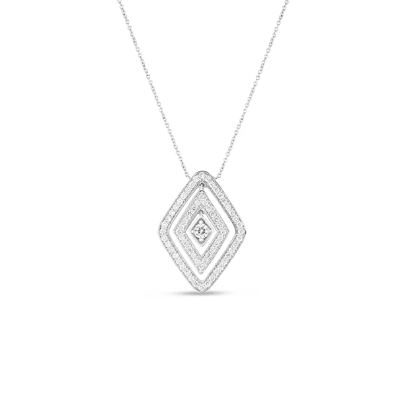 Elegant necklaces and pendants with gold chains for a chic, timeless appearance-Roberto Coin Diamante White Gold Large Diamond Pendant