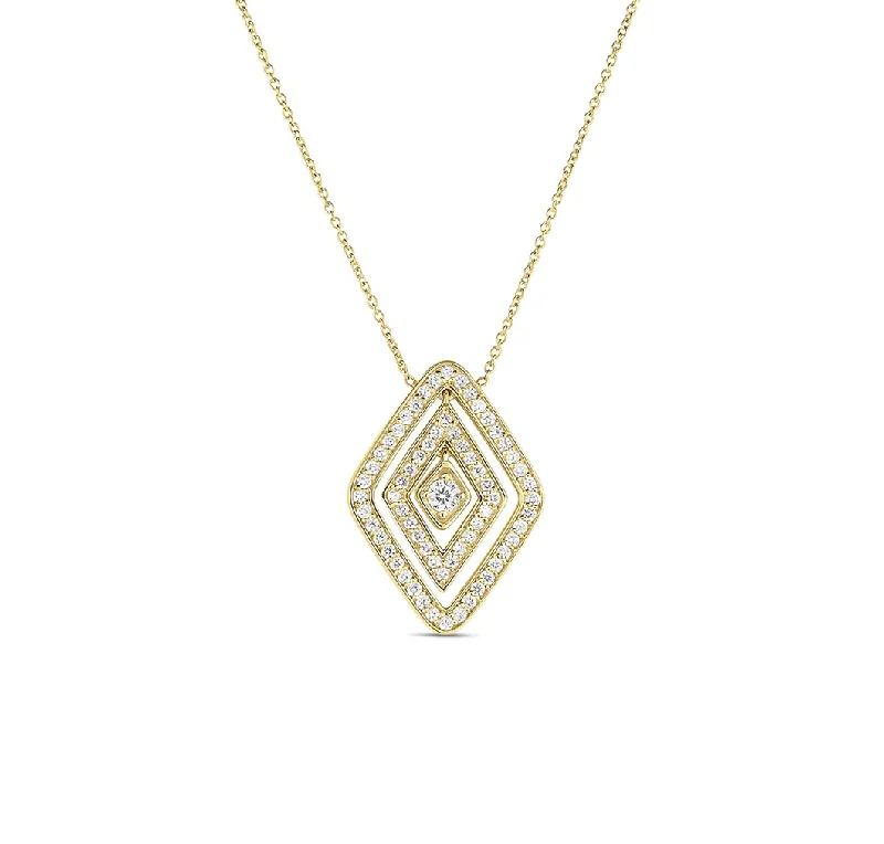 Trendy necklaces and pendants with geometric shapes for a modern aesthetic-Roberto Coin Diamante Yellow Gold Large Diamond Pendant