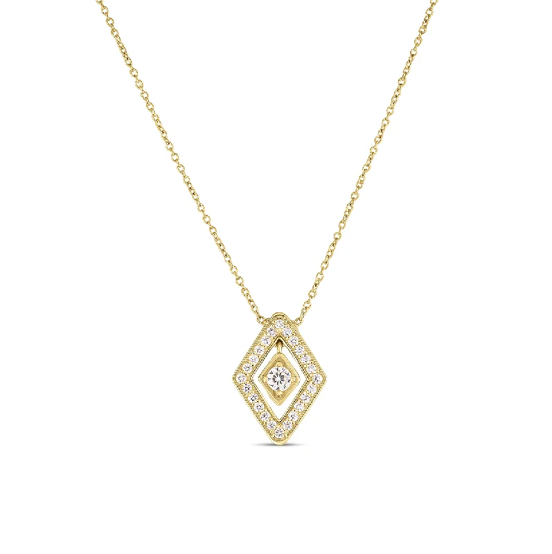 Layered necklaces and pendants for a trendy and fashionable stacked look-Roberto Coin Diamante Yellow Gold Small Diamond Pendant Necklace