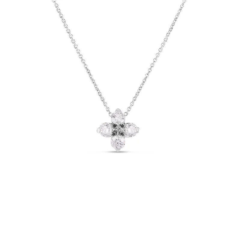 Stunning necklaces and pendants with birthstone pendants for a personal touch-Roberto Coin Love in Verona White Gold Flower Diamond Necklace