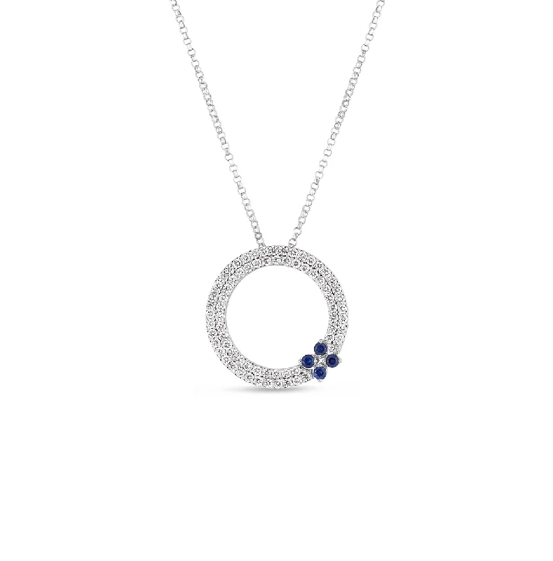 Best necklaces and pendants with gemstone clusters for a bold and colorful effect-Roberto Coin Love in Verona White Gold Sapphire and Diamond Pendant