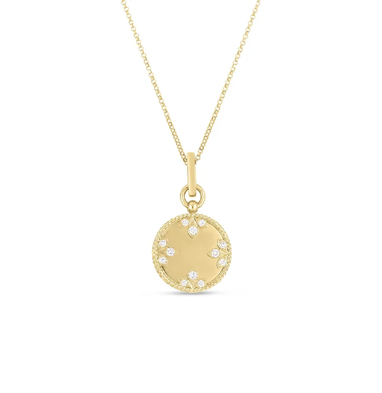 Best necklaces and pendants with matching rings for a coordinated jewelry set-Roberto Coin Medallion Charms Yellow Gold Small Diamond Necklace