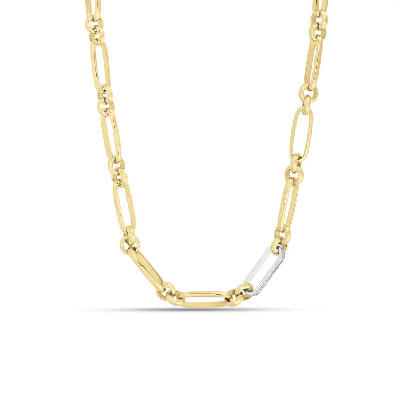 Best necklaces and pendants with gemstone clusters for a bold and colorful effect-Roberto Coin Oro Classic Mixed Metals Diamond Necklace