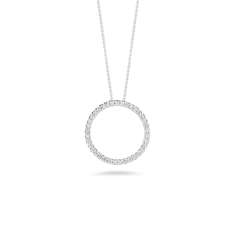 Elegant necklaces and pendants with gold chains for a chic, timeless appearance-Roberto Coin Tiny Treasures White Gold Small Diamond Circle Necklace