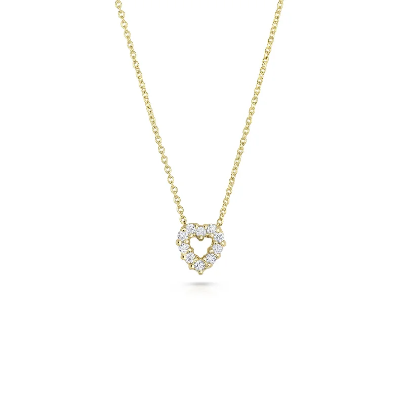 Trendy necklaces and pendants with statement pieces for a bold fashion statement-Roberto Coin Tiny Treasures Yellow Gold Diamond Heart Necklace