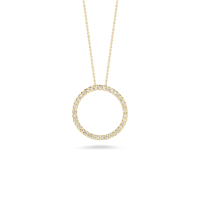 Necklaces and pendants with engraved messages for a deeply personal, sentimental gift-Roberto Coin Tiny Treasures Yellow Gold Small Diamond Circle Necklace