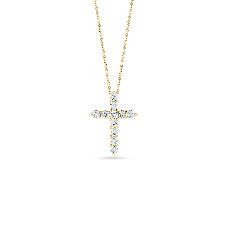 Stylish necklaces and pendants with diamonds for a glamorous and elegant look-Roberto Coin Yellow Gold Small Diamond Cross Necklace