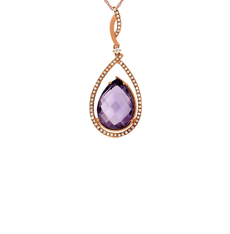 Best necklaces and pendants with art deco elements for a vintage, glamorous design-Sabel Collection Rose Gold Amethyst and Diamond Halo Pendant