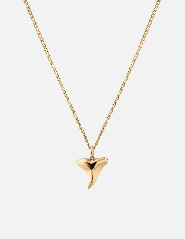 Necklaces and pendants with angel wing motifs for a spiritual, meaningful design-Shark Tooth Necklace, Gold Vermeil